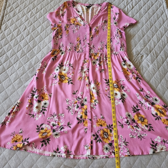 Torrid Pink Floral Challis Shirt Dress Sz 2 - Picture 12 of 12